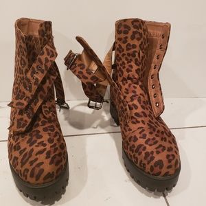 Animal Print Combat Boots